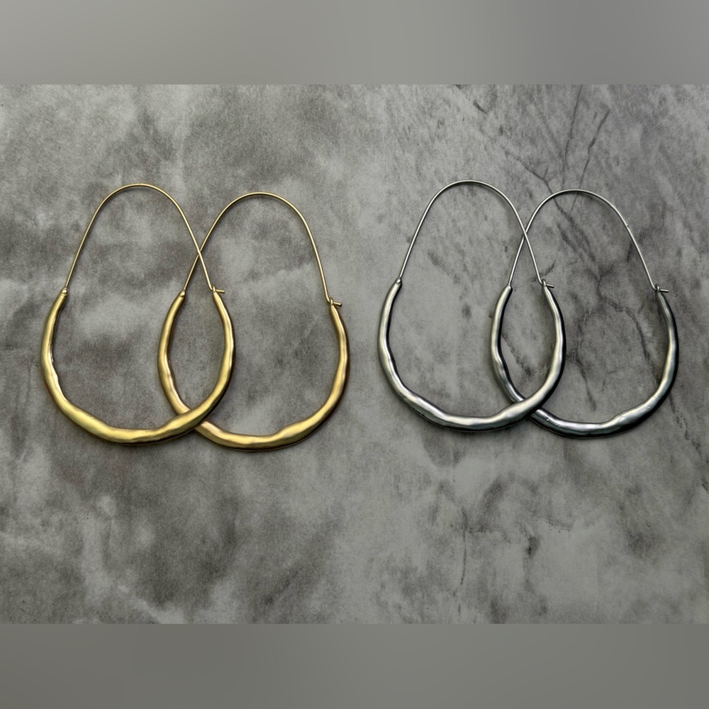 Anthropologie Wavy Hoop Earrings in Gold and Silver